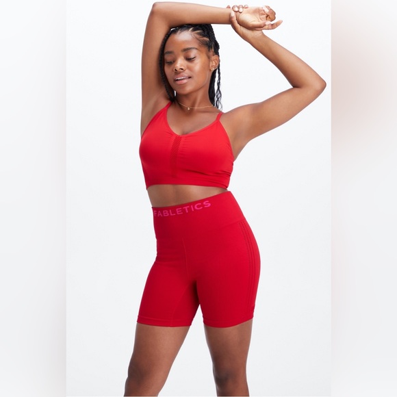 Fabletics Sync Seamless High-Waisted 6'' Short in Sweet Cherry/Plush Pink - Picture 5 of 8